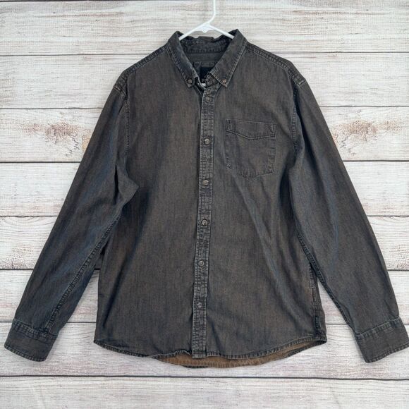 prAna Broderick Plaid Long Sleeve Organic Button Down Shirt Men's L Blue Rust - Picture 1 of 13